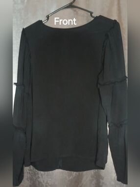 Love Riche Black Ruffle Tiered Long Sleeve Blouse Size Medium